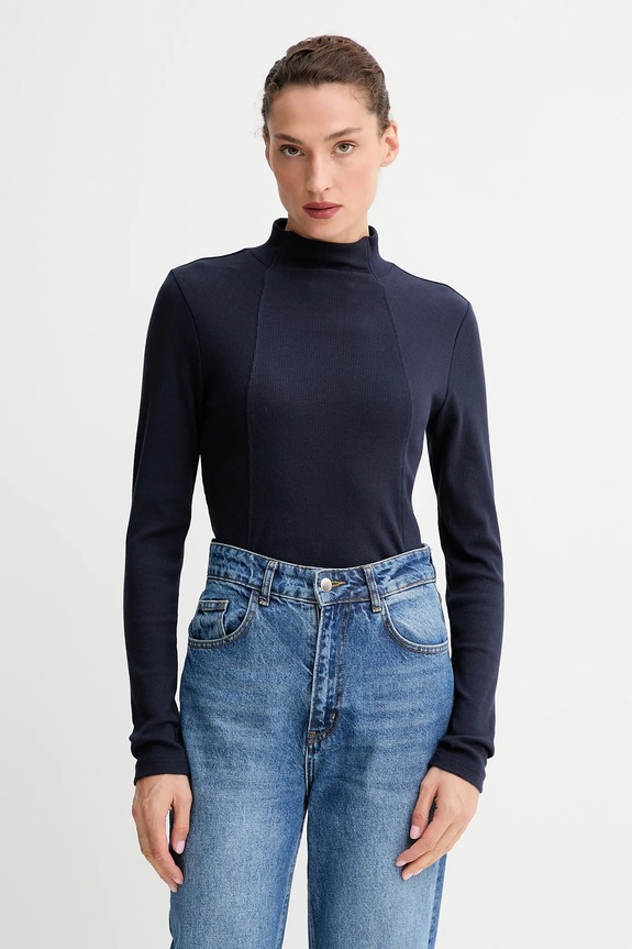 G-Star longsleeve A line slim rib mock uni bleumarin D26905.E136