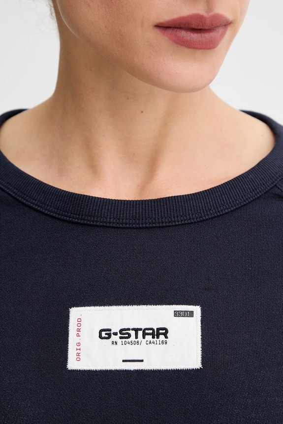 Bavlnené tričko s dlhým rukávom G-Star Embro patch slim D27740.D961 tmavomodrá