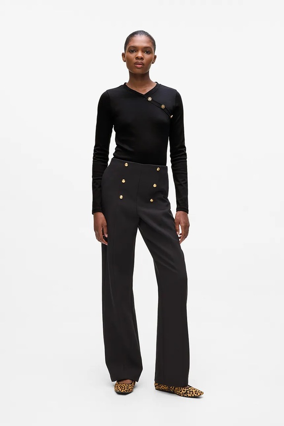 Bavlnené tričko s dlhým rukávom Karl Lagerfeld čierna A4W17043