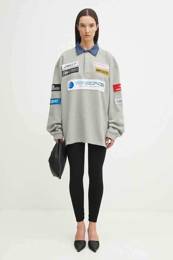 Бавовняна кофта Martine Rose Rugby Polo 672JE07045 сірий
