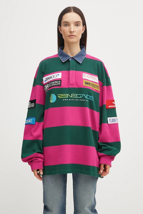 Bavlnená mikina Martine Rose Rugby Polo vzorovaný ružová 672JE07605