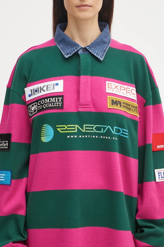 Bavlnená mikina Martine Rose Rugby Polo ružová 672JE07605