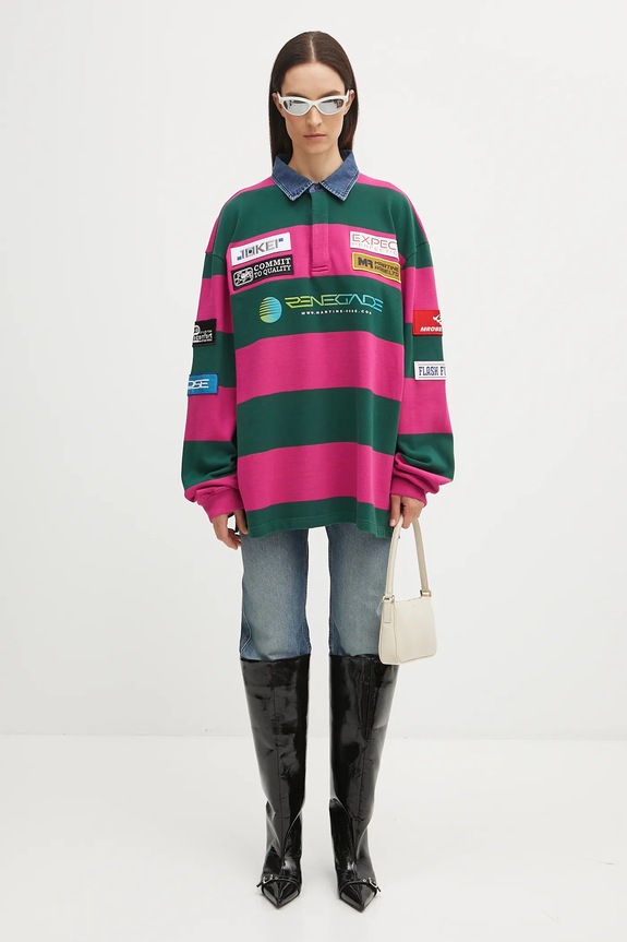 Bavlnená mikina Martine Rose Rugby Polo 672JE07605 ružová