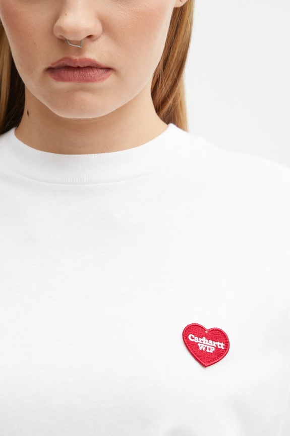 Carhartt WIP cotton longsleeve top W' L/S Heart Patch T-Shirt white I035469.1WZXX
