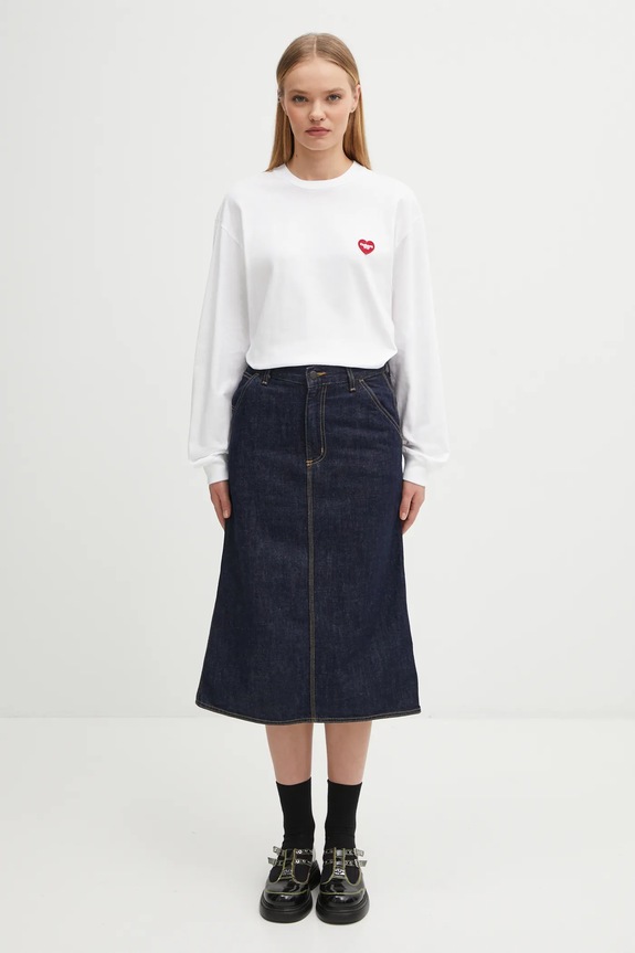 Carhartt WIP cotton longsleeve top W' L/S Heart Patch T-Shirt I035469.1WZXX white