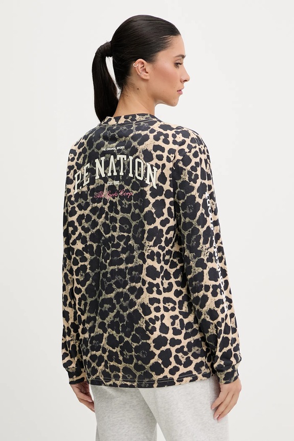 Odzież P.E Nation longsleeve bawełniany 254L067.LEOP brązowy