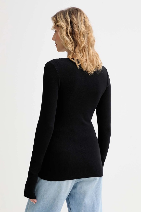 Oblečení Tričko s dlouhým rukávem MUUV. MUUV. x Answear LONGSLEEV.SLIMFIT.LINEA černá