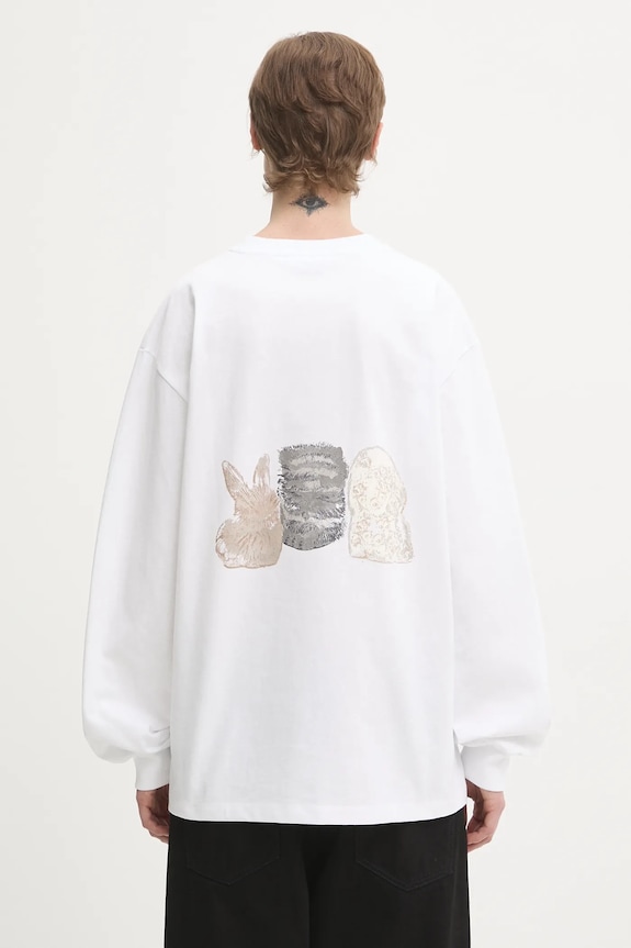 Odzież GANNI longsleeve bawełniany Re-cut Heavy Jersey Animals T4275 biały