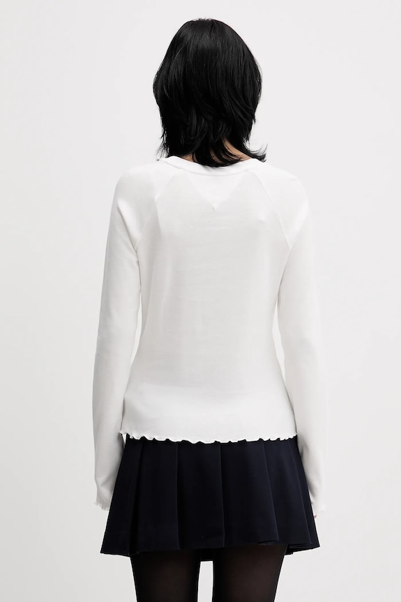 Odzież Tommy Jeans longsleeve bawełniany DW0DW22499 biały