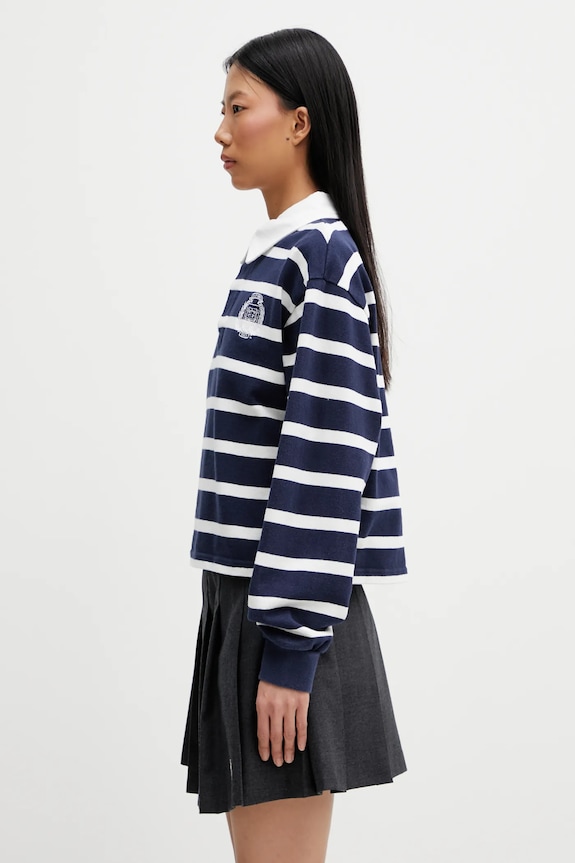 Sporty & Rich cotton longsleeve top Yale Crest Rugby ST008611300BL107 navy AW25