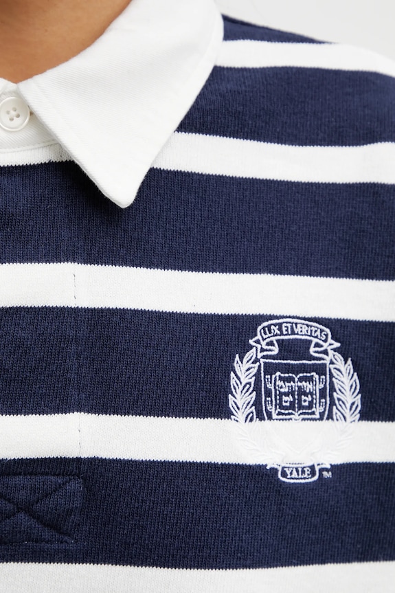 Sporty & Rich cotton longsleeve top Yale Crest Rugby navy ST008611300BL107