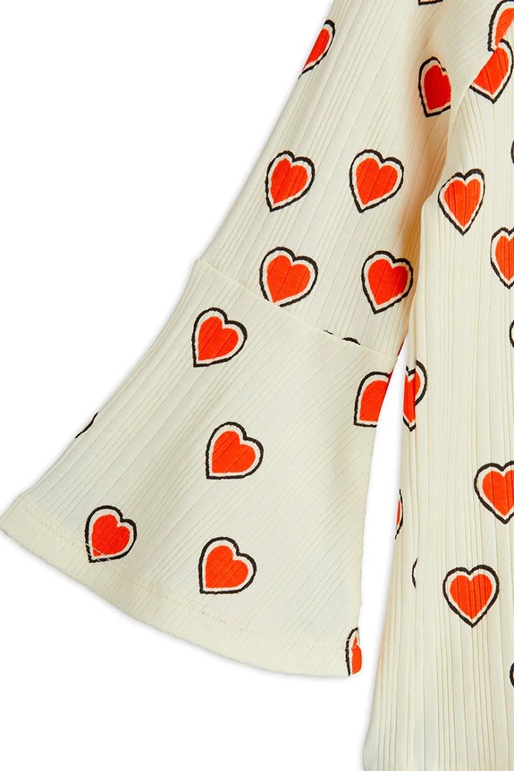 Djevojčice Dječja pamučna majica dugih rukava Mini Rodini Outlined hearts 2562010611 bež