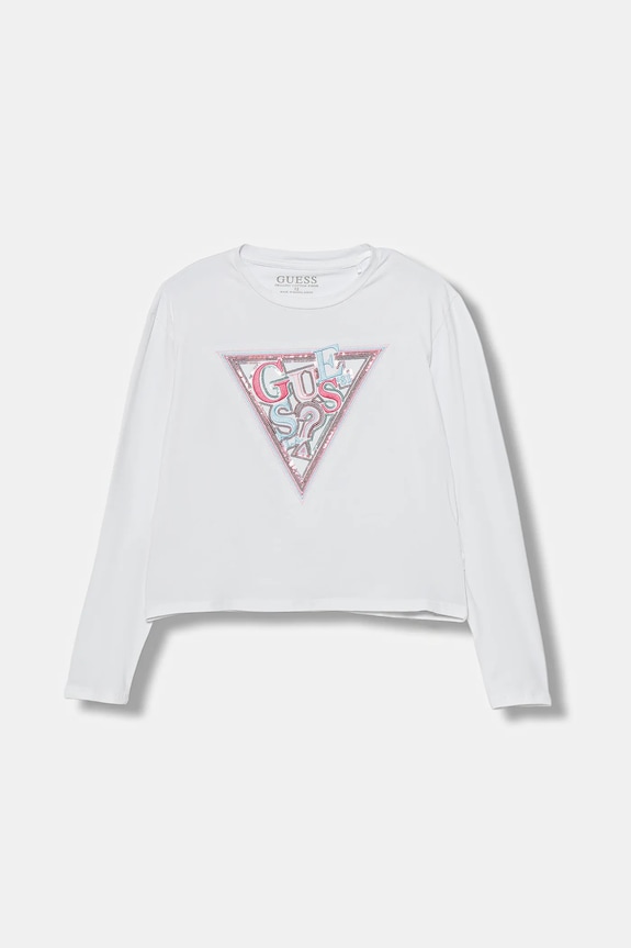 Dječja majica dugih rukava Guess natpis bijela J5YI15.K6YW4.9BYA