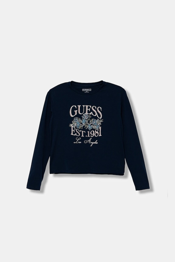 Dětské tričko s dlouhým rukávem Guess s elastanem námořnická modř J5YI20.K6YW4.9BYA