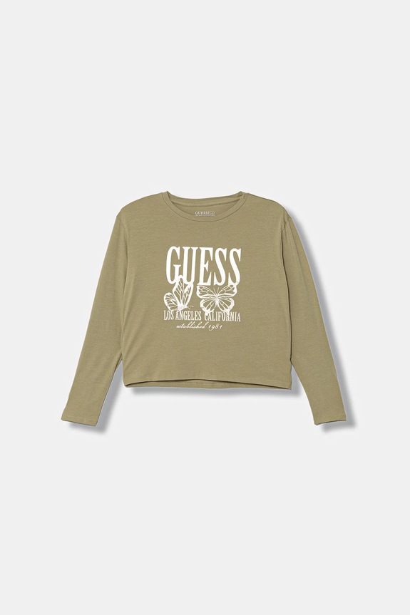 Guess longsleeve dziecięcy z elastanem zielony J5YI32.K6YW4.9BYA