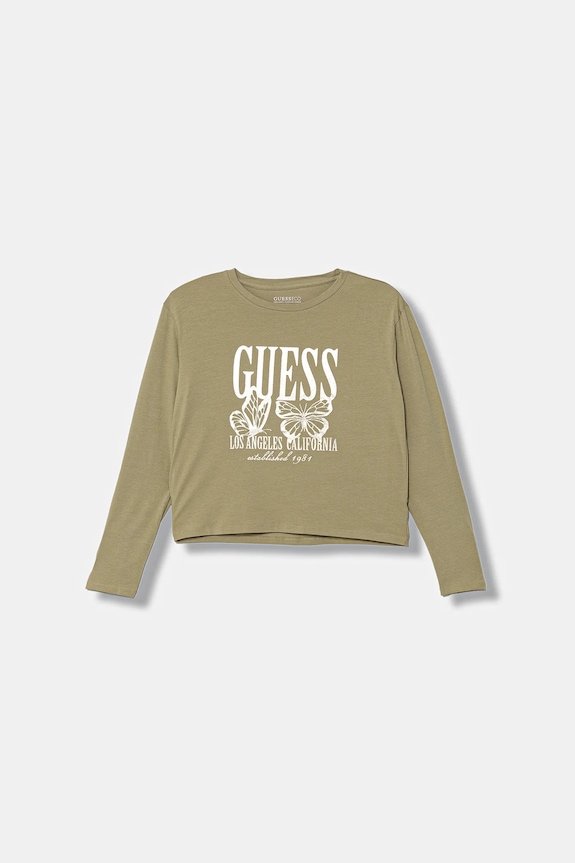 Guess longsleeve dziecięcy z elastanem zielony J5YI32.K6YW4.9BYA