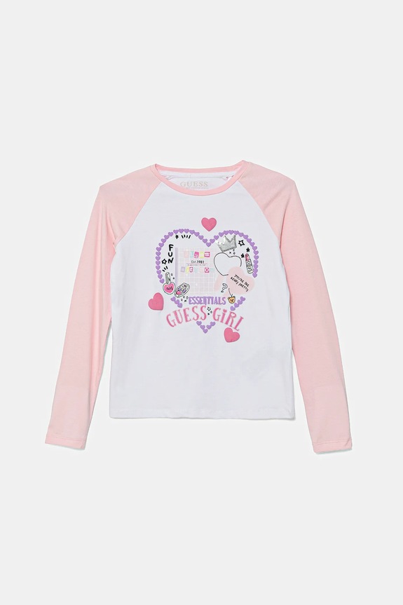 Guess longsleeve dziecięcy z elastanem różowy K5YI09.K6YW4.9BYA