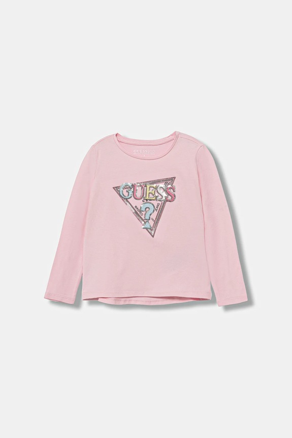 Guess longsleeve dziecięcy aplikacja różowy K5YI10.K6YW4.9BYA