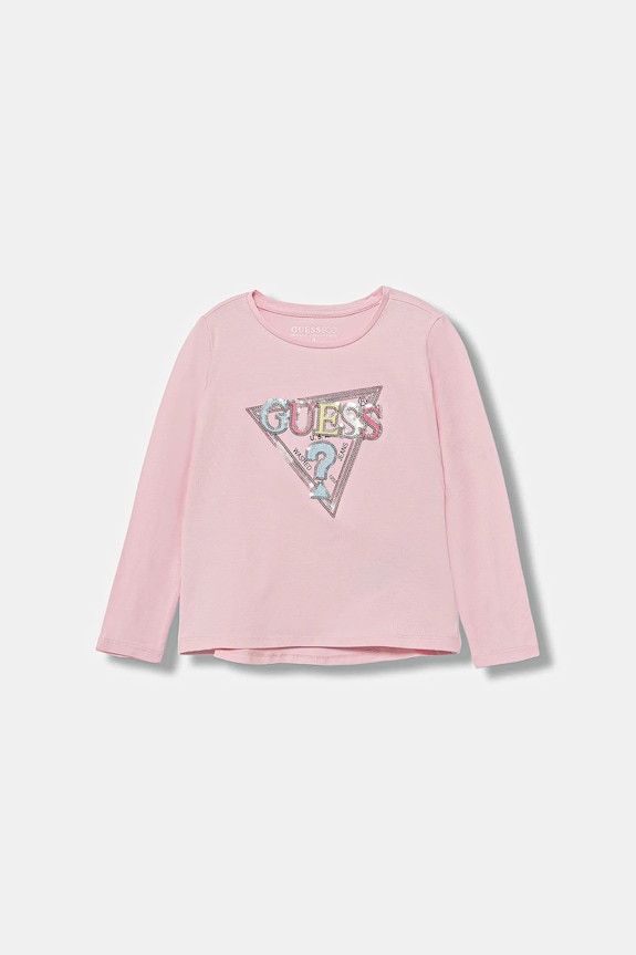 Guess longsleeve dziecięcy aplikacja różowy K5YI10.K6YW4.9BYA