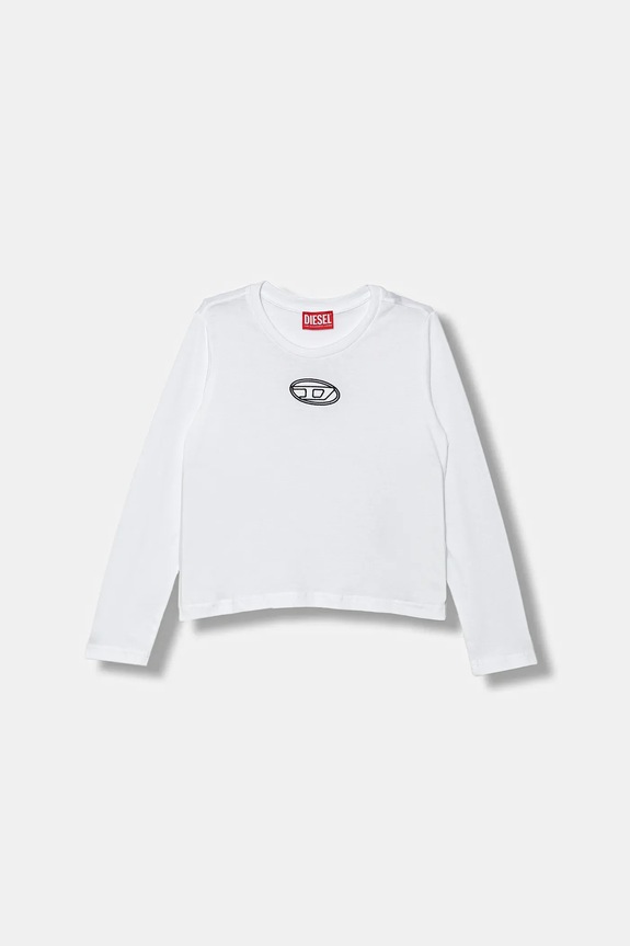 Detská bavlnená košeľa s dlhým rukávom Diesel TIVALSYLS T-SHIRT bavlna biela J02431