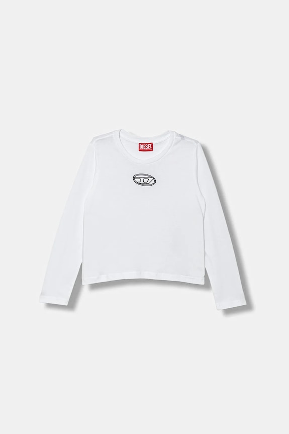 Detská bavlnená košeľa s dlhým rukávom Diesel TIVALSYLS T-SHIRT bavlna biela J02431