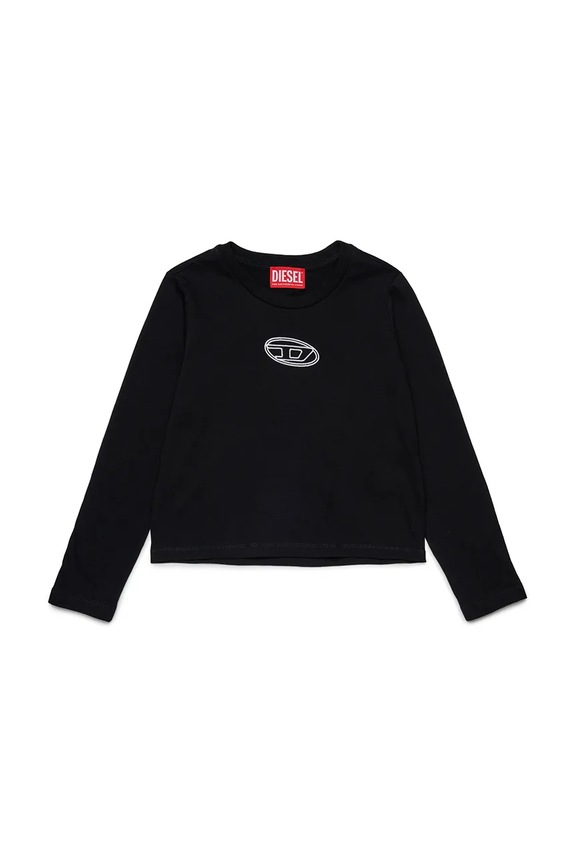 Παιδικό βαμβακερό μακρυμάνικο Diesel TIVALSYLS T-SHIRT απλικέ μαύρο J02431