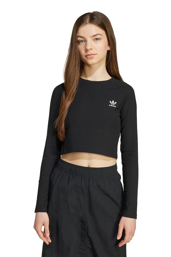 Dětské tričko s dlouhým rukávem adidas Originals kulatý černá JW2597