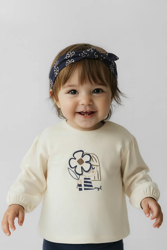 Mayoral longsleeve bawełniany okrągły niebieski 2078.4G.Baby.9BYA