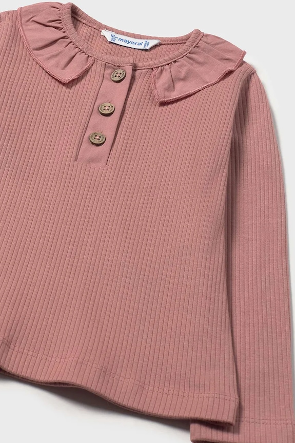 Fete Mayoral longsleeve din bumbac pentru copii 2112.4K.Baby.9BYA roz