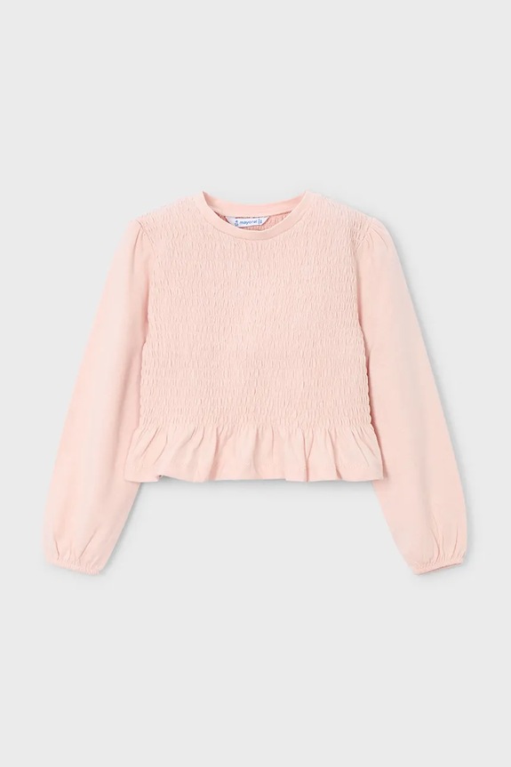 Mayoral longsleeve din bumbac pentru copii uni roz 4007.6E.Mini.9BYA