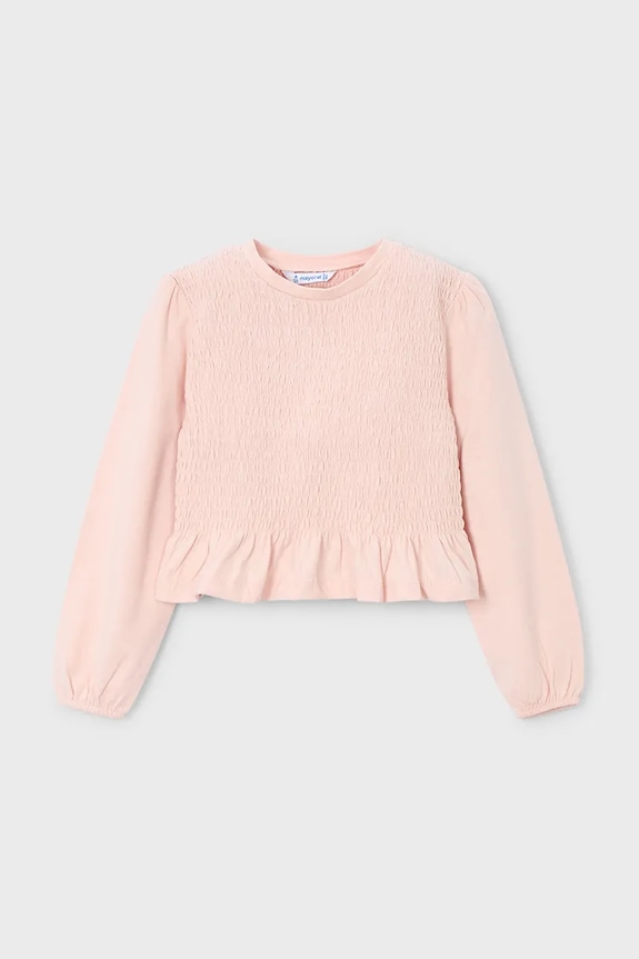 Mayoral longsleeve din bumbac pentru copii uni roz 4007.6E.Mini.9BYA