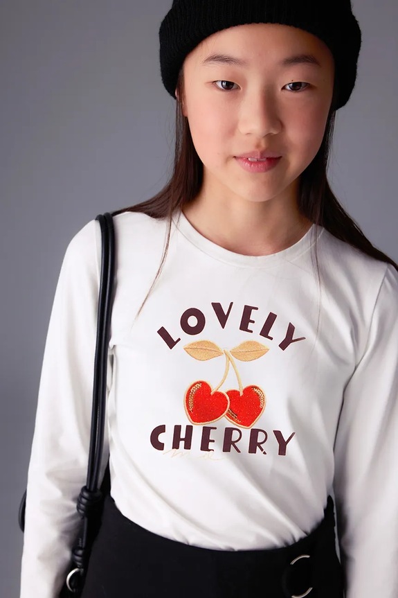 Mayoral longsleeve bawełniany okrągły beżowy 7021.8E.Junior.9BYA