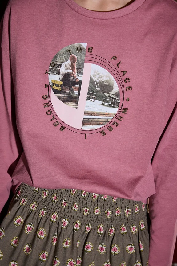 Παιδικό βαμβακερό μακρυμάνικο Mayoral 7023.8G.Junior.9BYA ροζ