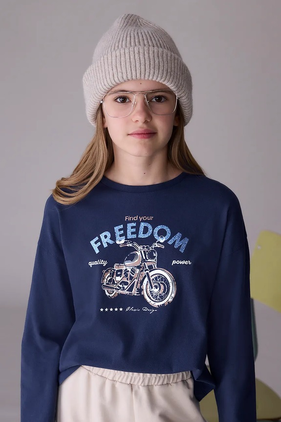 Dječja pamučna majica dugih rukava Mayoral pamuk plava 7023.8G.Junior.9BYA