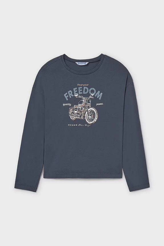 Dječja pamučna majica dugih rukava Mayoral 7023.8G.Junior.9BYA plava AW25