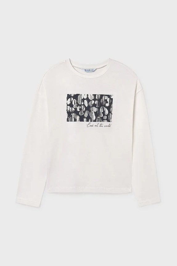 Хлопковый лонгслив Mayoral 7024.8G.Junior.9BYA белый AW25