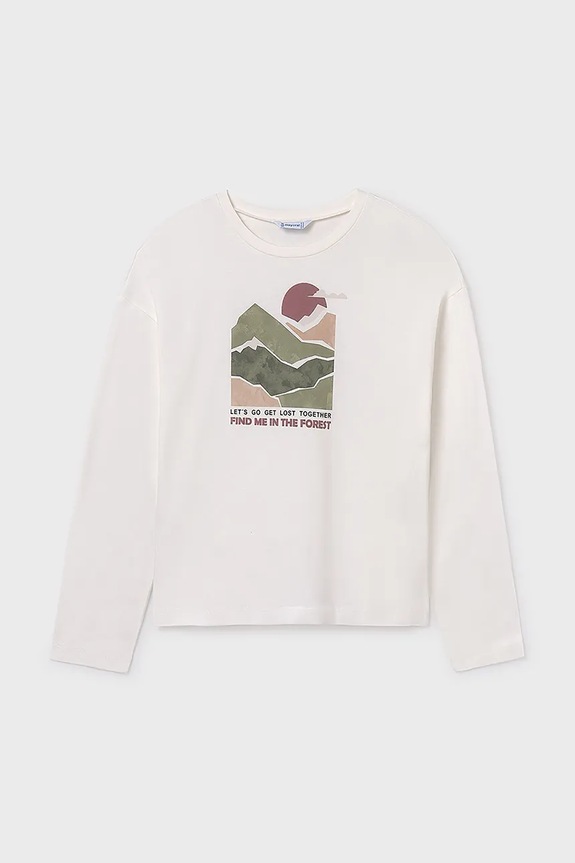 Mayoral longsleeve bawełniany 7024.8G.Junior.9BYA beżowy AW25