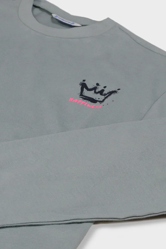 Βαμβακερή μπλούζα με μακριά μανίκια Mayoral τιρκουάζ 7025.8H.Junior.9BYA