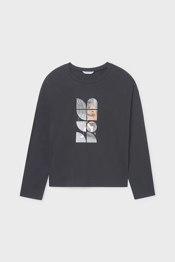 Mayoral longsleeve bumbac negru 7029.8K.Junior.9BYA