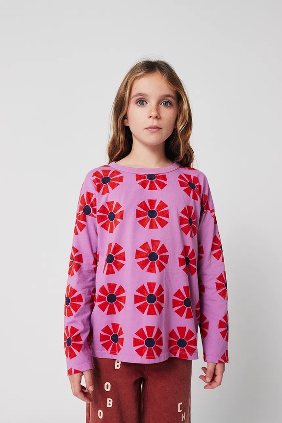 Bobo Choses longsleeve bawełniany dziecięcy Kaleidoscope fioletowy 225AC011