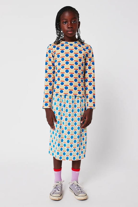 Bobo Choses longsleeve din bumbac pentru copii Geometric Scacs verde 225AC023