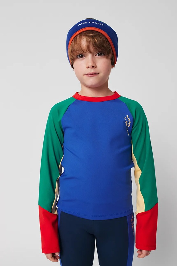Bobo Choses longsleeve dziecięcy Color Block wzorzyste niebieski 225AC027