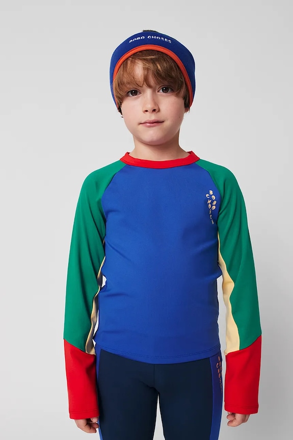 Bobo Choses longsleeve dziecięcy Color Block wzorzyste niebieski 225AC027