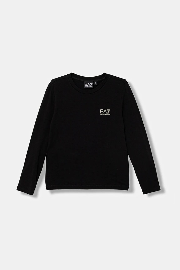 EA7 Emporio Armani longsleeve bawełniany dziecięcy z elastanem czarny 7G000138.AF10373