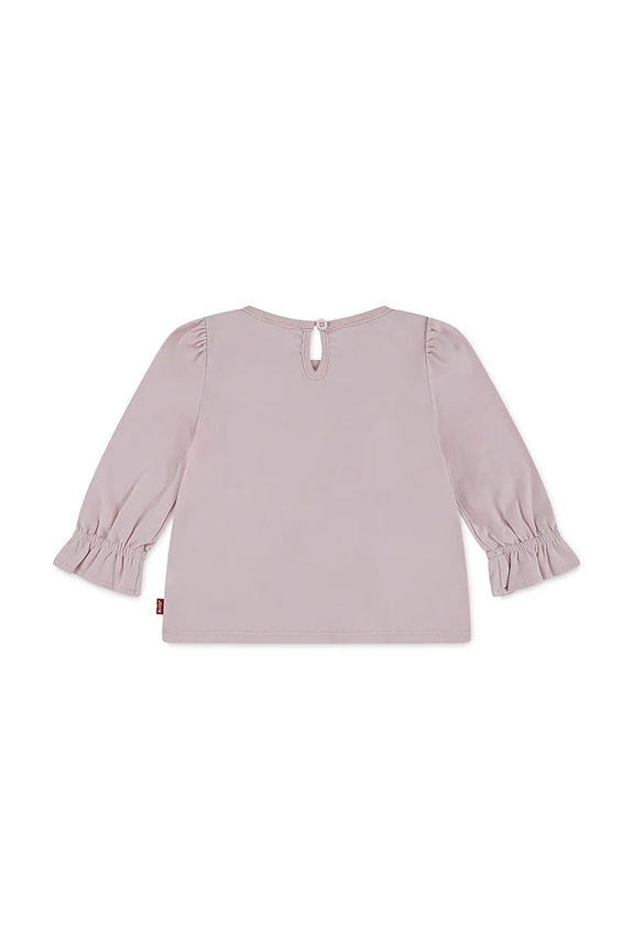 Levi's longsleeve din bumbac pentru bebeluși LS KNOT FRONT KNIT TOP 1EN568 roz AW25
