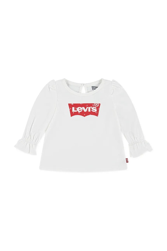 Levi's longsleeve bawełniany niemowlęcy BATWING LS FASHION KNIT TO nadruk biały 1EN569