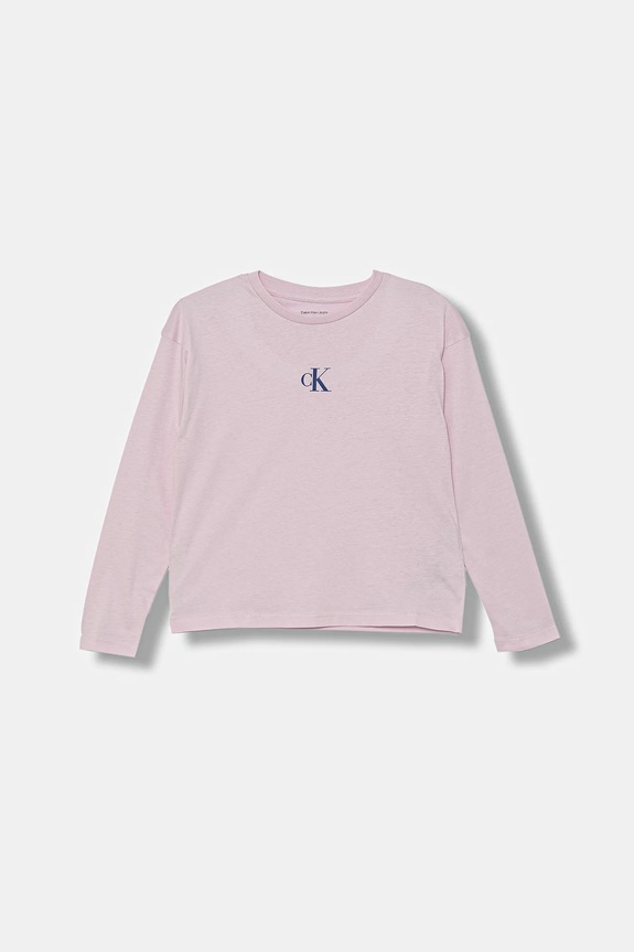 Dječja pamučna majica dugih rukava Calvin Klein Jeans pamuk roza IG0IG02135.128.170.9BYA