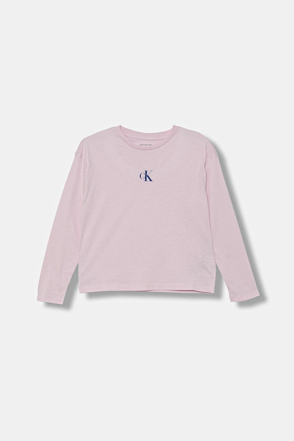 Dječja pamučna majica dugih rukava Calvin Klein Jeans pamuk roza IG0IG02135.128.170.9BYA