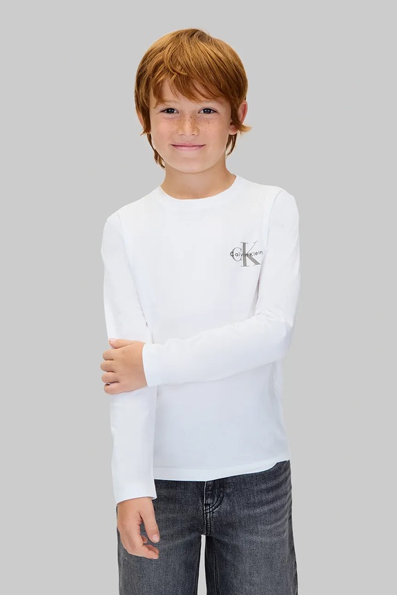 Παιδικό βαμβακερό μακρυμάνικο Calvin Klein Jeans βαμβάκι λευκό IU0IU00717.104.116.9BYA