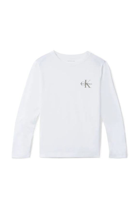 Παιδικό βαμβακερό μακρυμάνικο Calvin Klein Jeans IU0IU00717.104.116.9BYA λευκό AW25
